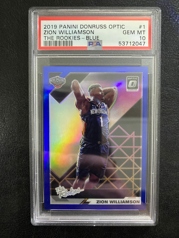 2019 Zion Williamson RC #1 Optic The Rookies Blue /49 PSA 10 POP 6!