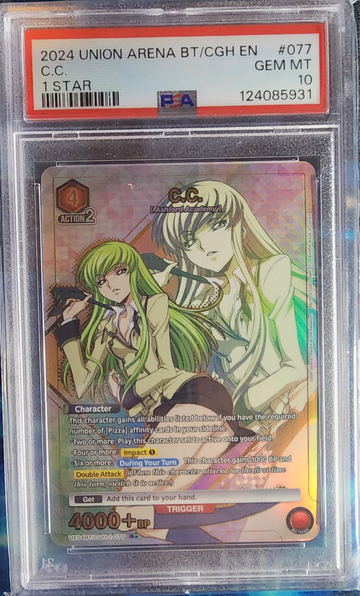 2024 Union Arena Code Geass: C.C. – Parallel Rare 1★ #077 (PSA 10)