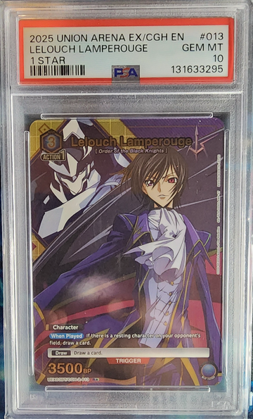 2025 Union Arena Code Geass: Lelouch Lamperouge – Parallel Rare 1★ #013 (PSA 10)