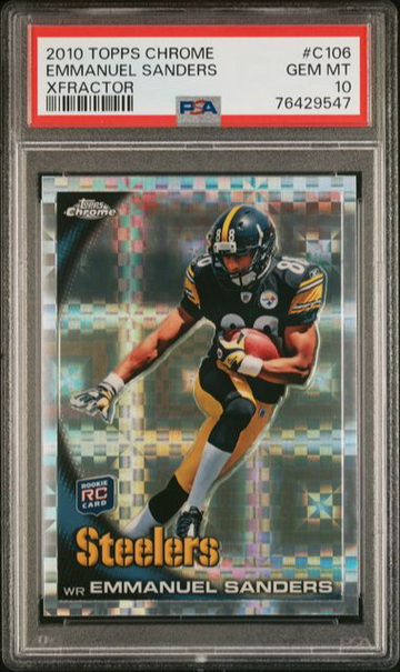 2010 Topps Chrome Xfractor Emmanuel Sanders #C106 Rookie RC Graded PSA Gem Mint 10 Pop 1!!.