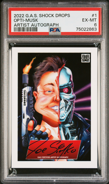 2022 G.A.S. Shock Drops Elon Musk Opti-Musk /20 Artist Autograph GAS Card Auto