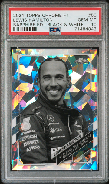 2021 Topps Chrome Sapphire F1 Lewis Hamilton Black & White /15 #50 Portrait Formula 1 Mercedes