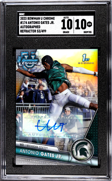 2023 Bowman Chrome U University ANTONIO GATES JR 1st Refractor Auto /499 MSU