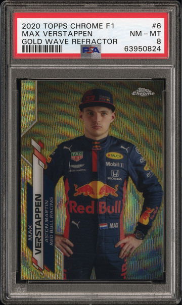 2020 Topps Chrome F1 Max Verstappen Gold Wave Refractor /50 #6 PSA 8