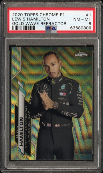2020 Topps Chrome F1 Lewis Hamilton Gold Wave Refractor /50 #1 PSA 8