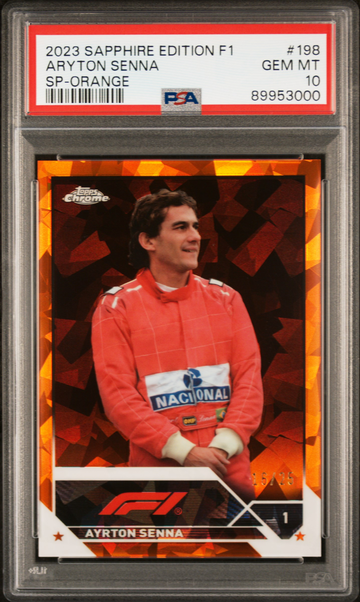 2023 Topps Chrome Sapphire F1 Ayrton Senna SP Orange /25 IV Image Variation #198 Formula 1 SSP