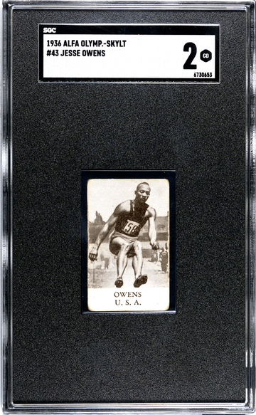 1936 Alfa Olmp.-skylt Olympiska Jesse Owens #43 Olympics Track & Field HOF