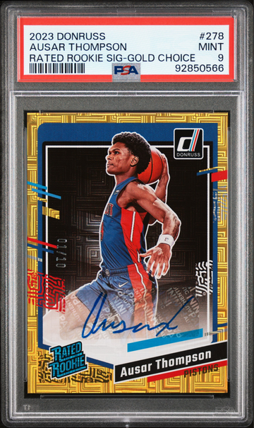 2023 Donruss Ausar Thompson Rated Rookie Auto Gold Choice /10 RC Detroit Pistons #278 Signature 