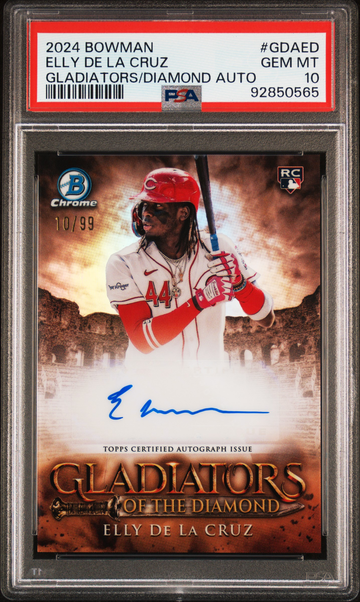 2024 Bowman Elly De La Cruz Rookie Auto /99 RC Gladiators of the Diamond Insert #GDAED PSA 10 Cincinnati Reds