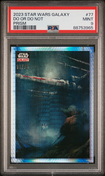 2023 Topps Star Wars Galaxy Chrome #77 Prism Refractor /75 Do or Do Not Yoda R2-D2 X-Wing PSA 9