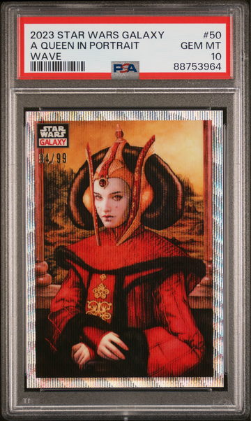 2023 Topps Star Wars Galaxy Chrome #50 Wave Refractor /99 A Queen in Portrait Amidala PSA 10