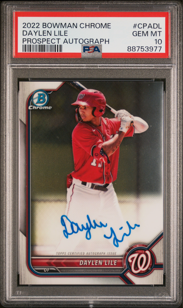 2022 Bowman Chrome Dayton Lile 1st Auto Rookie RC Prospect PSA 10 Nationals