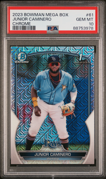 2023 Bowman Chrome Junior Caminero 1st Mojo Mega Box Rookie RC Prospect PSA 10 Rays #61