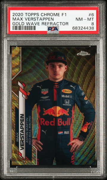 2020 Topps Chrome F1 Max Verstappen Gold Wave Refractor /50 #6 PSA 8