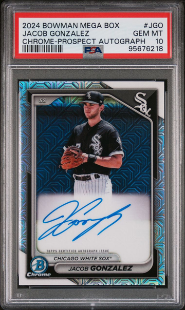 2024 Bowman Chrome Mega Jacob Gonzalez Rookie Prospect Mojo Refractor Auto PSA 10 BMA-JGO White Sox