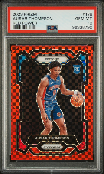 2023 Panini Prizm Ausar Thompson Red Power Prizm Rookie /75 RC Pistons PSA 10 Color Match