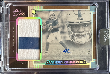 2023 Panini One Anthony Richardson Platinum True RPA /5 On Card Auto Rookie RC Jersey Patch Colts 18