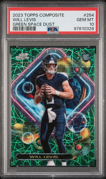 2023 Topps Composite Will Levis Cosmic Green Space Dust Refractor /75 Laser Titans Rookie RC PSA 10
