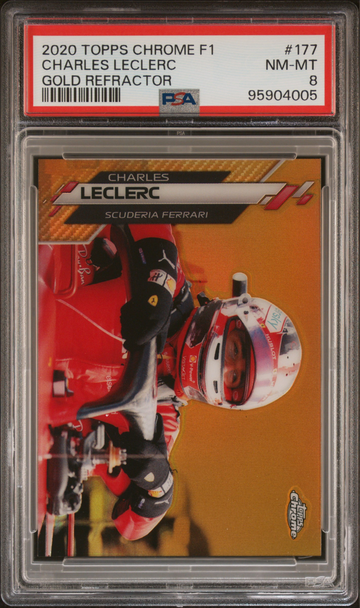 2020 Topps Chrome F1 Charles LeClerc Gold Refractor /50 Rookie RC #177 PSA 8