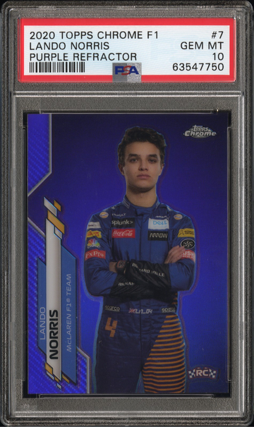 2020 Topps Chrome F1 Lando Norris Purple Refractor /399 PSA 10 McLaren Formula 1 Rookie RC