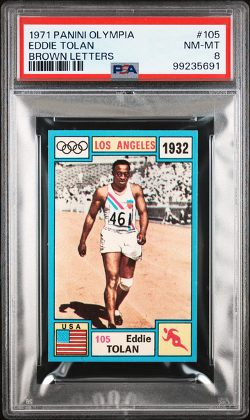 1971 Panini Olympia Brown Letters Eddie Tolan Track & Field #105 PSA 8