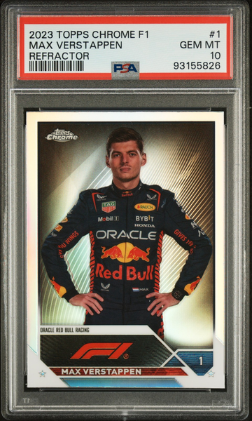 2023 Topps Chrome F1 Max Verstappen Refractor Portrait #1 PSA 10