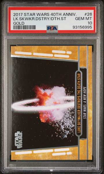 2017 Topps Star Wars 40th Anniversary Luke Skywalker Destroys the Death Star Gold /40 PSA 10 #26
