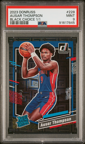 2023 Donruss Ausar Thompson Black Choice 1/1 Rookie RC Pistons #228 PSA 9