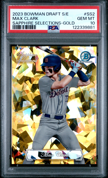 2023 Bowman Draft Sapphire Edition Max Clark Sapphire Selections Gold /50 Prospect Rookie PSA 10 Tigers