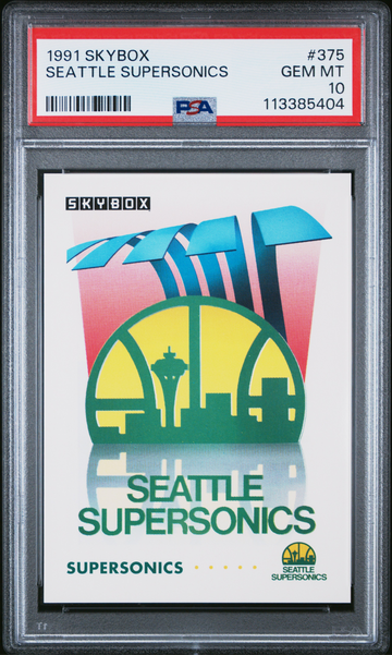 1991 Skybox Seattle Supersonics Team Logo Card #375 PSA 10