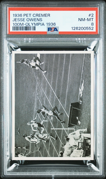 1936 Pet Creamer Olympia Jesse Owens 100M #2 PSA 8 Olympic Track & Field HOF