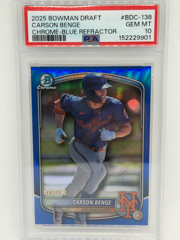 2025 Bowman Draft Carson Benge Blue Refractor /150 PSA 10 Color Match