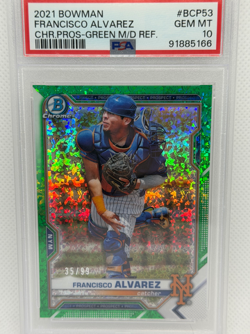 2021 Bowman Chrome Francisco Alvarez Green Mini Diamond Refractor PSA 10 /99