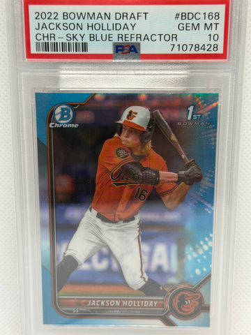 2022 Bowman Draft Chrome Jackson Holliday Sky Blue Refractor PSA 10