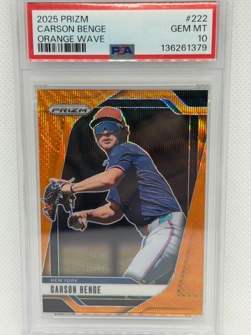 2025 Panini Prizm Carson Benge Orange Wave /49 PSA 10 Color Match