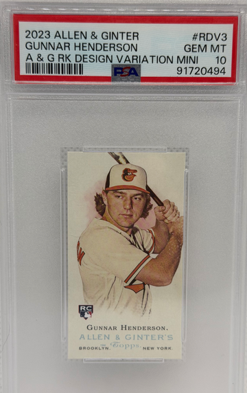 2023 Topps Allen & Ginter Gunnar Henderson Rookie Design Variation Mini PSA 10