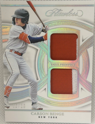 2025 Panini Flawless Dual Prospect Patches #DPP-CB Carson Benge MEM Mets /25 SSP