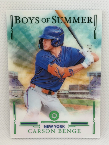 2025 Panini Boys of Summer - Carson Benge #90 Emerald /5 (RC Rookie) Mets SSP SP