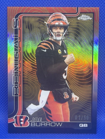 FIRST ON PRINT 2025 Topps Chrome - Joe Burrow #61 Gold Refractor 1/50 Bengals