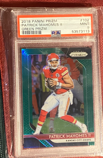 2018 Panini Prizm Green #102 Patrick Mahomes II Kansas City Chiefs PSA 9 MINT