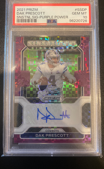 2021 Prizm Dak Prescott Purple Power Auto PSA 10