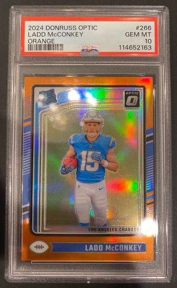 2024 Donruss Optic Ladd McConkey Orange PSA 10