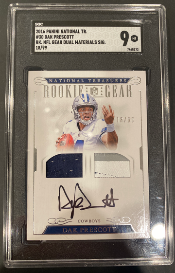 2016 National Treasures Dak Prescott Rookie Gear SGC 9
