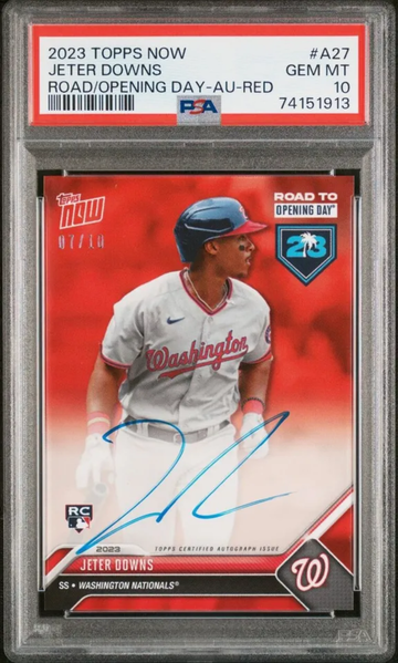 2023 Topps Now Jeter Downs Road to Opening Day 7/10 Auto Red PSA 10 