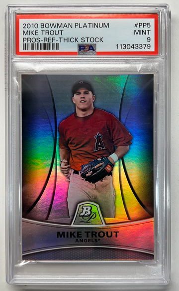 2010 Bowman Platinum Refractor Thick Stock Mike Trout PSA 9 Serial #914