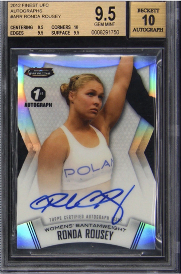 BGS 9.5 Ronda Rousey 2012 Finest UFC Refractor Rookie RC 1st Auto 10 TRUE GEM+!!