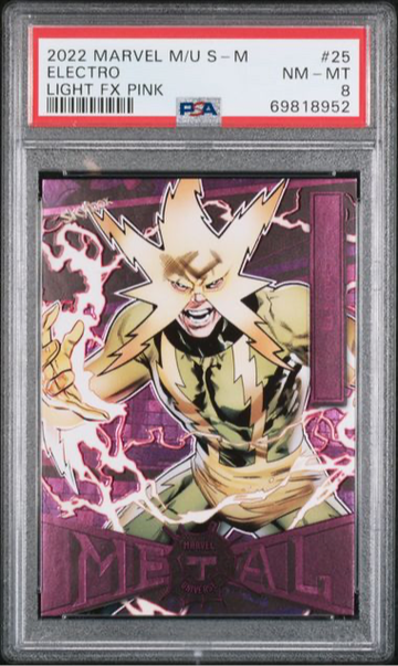 2022 Marvel Metal Spiderman Electro Pink #25 /75 PSA 8