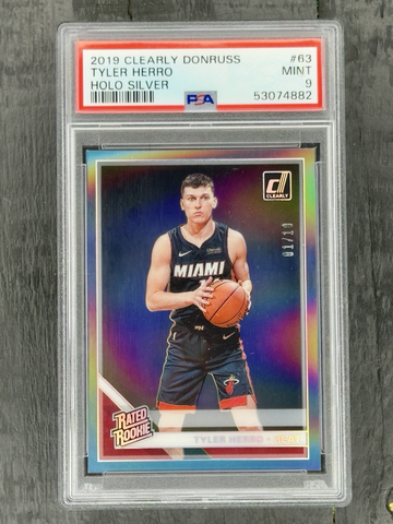 2019 Panini Clearly Donruss TYLER HERRO RC Holo Silver #63 /10 PSA 9