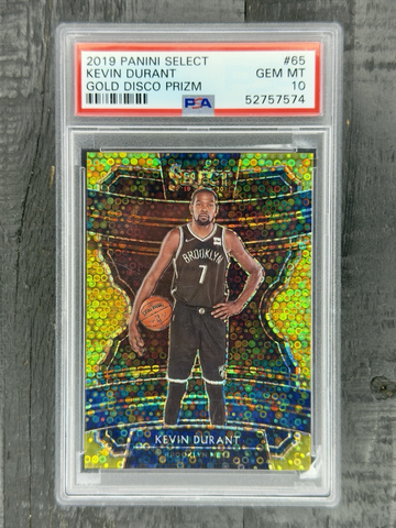 2019 Panini Select KEVIN DURANT Gold Disco Prizm #65 /10 PSA 10