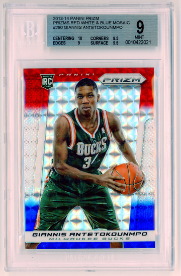 2013 Panini Prizm Giannis Antetokounmpo Red White Blue Mosaic BGS 9
